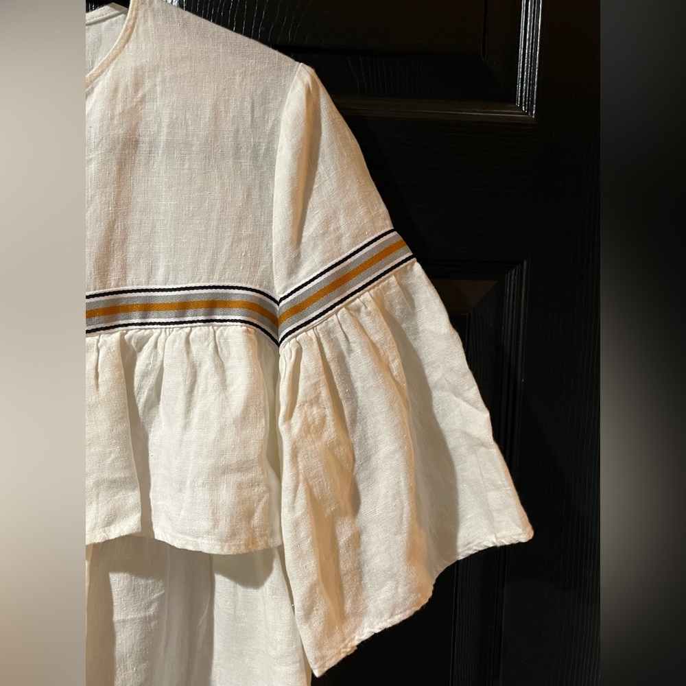 Zara Linen Blend Ruffle Blouse - Picture 4 of 9